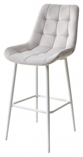 Барный стул ХОФМАН, цвет H-09 Светло-серый, велюр / белый каркас М-City в Нягани - nyagan.ok-mebel.com | фото