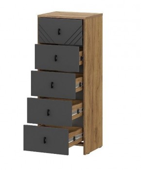БАЙКАЛ Комод (5 ящиков) Графит/Дуб золотой в Нягани - nyagan.ok-mebel.com | фото 2