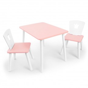 Детский комплект стол и два стула «Корона» Rolti Baby (розовый/розовый, массив березы/мдф) в Нягани - nyagan.ok-mebel.com | фото
