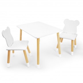Детский комплект стол и два стула «Мишка» Rolti Baby (белый/береза, массив березы/мдф) в Нягани - nyagan.ok-mebel.com | фото