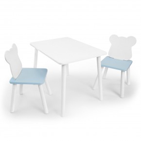 Детский комплект стол и два стула «Мишка» Rolti Baby (белый/голубой, массив березы/мдф) в Нягани - nyagan.ok-mebel.com | фото