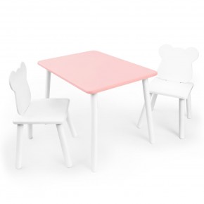 Детский комплект стол и два стула «Мишка» Rolti Baby (розовый/белый, массив березы/мдф) в Нягани - nyagan.ok-mebel.com | фото 1