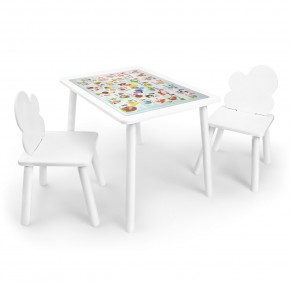 Детский комплект стол и два стула Облачко Rolti Baby с накладкой Алфавит (белая столешница/белое сиденье/белые ножки) в Нягани - nyagan.ok-mebel.com | фото
