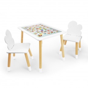 Детский комплект стол и два стула Облачко Rolti Baby с накладкой Алфавит (белая столешница/белое сиденье/береза ножки) в Нягани - nyagan.ok-mebel.com | фото