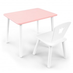 Детский комплект стол и стул «Корона» Rolti Baby (розовый/белый, массив березы/мдф) в Нягани - nyagan.ok-mebel.com | фото