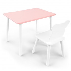 Детский комплект стол и стул «Мишка» Rolti Baby (розовый/белый, массив березы/мдф) в Нягани - nyagan.ok-mebel.com | фото