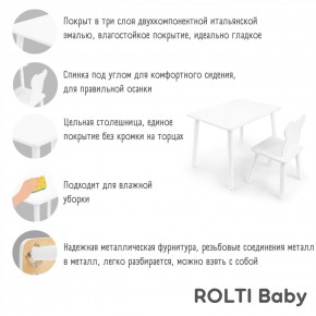 Детский комплект стол и стул Мишка Rolti Baby с накладкой Алфавит (белая столешница/белое сиденье/белые ножки) в Нягани - nyagan.ok-mebel.com | фото 3