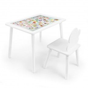 Детский комплект стол и стул Облачко Rolti Baby с накладкой Алфавит (белая столешница/белое сиденье/белые ножки) в Нягани - nyagan.ok-mebel.com | фото