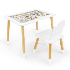 Детский комплект стол и стул Облачко Rolti Baby с накладкой Алфавит (белая столешница/белое сиденье/береза ножки) в Нягани - nyagan.ok-mebel.com | фото 1