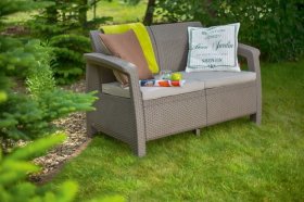 Диван пластиковый Корфу (Corfu love seat) капучино - песок в Нягани - nyagan.ok-mebel.com | фото 2