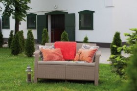 Диван пластиковый Корфу (Corfu love seat) капучино - песок в Нягани - nyagan.ok-mebel.com | фото 3