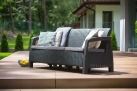 Диван пластиковый Корфу Макс (Corfu love seat max) графит в Нягани - nyagan.ok-mebel.com | фото 3