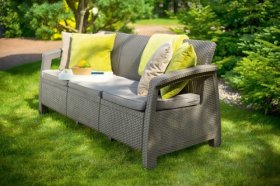 Диван пластиковый Корфу Макс (Corfu love seat max) капучино - песок в Нягани - nyagan.ok-mebel.com | фото 4