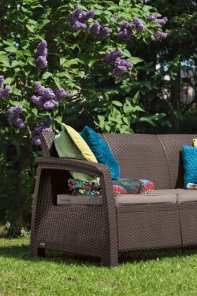 Диван пластиковый Корфу Макс (Corfu love seat max) коричневый в Нягани - nyagan.ok-mebel.com | фото 2