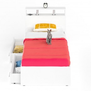 Камелия Кровать с ящиками 0900, цвет белый, ШхГхВ 93,5х217х78,2 см., сп.м. 900х2000 мм., без матраса, основание есть в Нягани - nyagan.ok-mebel.com | фото 4