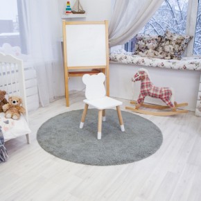 Комплект детский стол КРУГЛЫЙ и два стула МИШКА ROLTI Baby (белая столешница/белое сиденье/береза ножки) в Нягани - nyagan.ok-mebel.com | фото