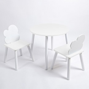 Комплект детский стол КРУГЛЫЙ и два стула ОБЛАЧКО ROLTI Baby (белая столешница/белое сиденье/белые ножки) в Нягани - nyagan.ok-mebel.com | фото