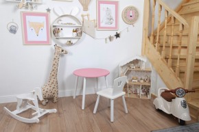 Комплект детский стол КРУГЛЫЙ и стул КОРОНА ROLTI Baby (розовая столешница/белое сиденье/белые ножки) в Нягани - nyagan.ok-mebel.com | фото 2