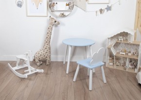 Комплект детский стол КРУГЛЫЙ и стул ОБЛАЧКО ROLTI Baby (голубая столешница/голубое сиденье/белые ножки) в Нягани - nyagan.ok-mebel.com | фото 3