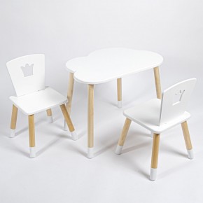 Комплект детский стол ОБЛАЧКО и два стула КОРОНА ROLTI Baby (белая столешница/белое сиденье/береза ножки) в Нягани - nyagan.ok-mebel.com | фото 1