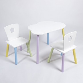 Комплект детский стол ОБЛАЧКО и два стула КОРОНА ROLTI Baby (белая столешница/белое сиденье/цветные ножки) в Нягани - nyagan.ok-mebel.com | фото 1