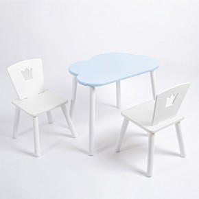 Комплект детский стол ОБЛАЧКО и два стула КОРОНА ROLTI Baby (голубая столешница/белое сиденье/белые ножки) в Нягани - nyagan.ok-mebel.com | фото 1