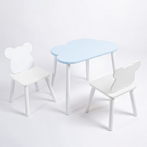 Комплект детский стол ОБЛАЧКО и два стула МИШКА ROLTI Baby (голубая столешница/белое сиденье/белые ножки) в Нягани - nyagan.ok-mebel.com | фото 2