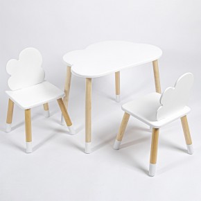 Комплект детский стол ОБЛАЧКО и два стула ОБЛАЧКО ROLTI Baby (белая столешница/белое сиденье/береза ножки) в Нягани - nyagan.ok-mebel.com | фото