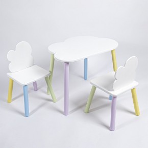 Комплект детский стол ОБЛАЧКО и два стула ОБЛАЧКО  ROLTI Baby (белая столешница/белое сиденье/цветные ножки) в Нягани - nyagan.ok-mebel.com | фото 1