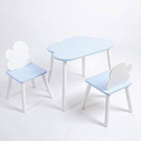 Комплект детский стол ОБЛАЧКО и два стула ОБЛАЧКО ROLTI Baby (голубая столешница/голубое сиденье/белые ножки) в Нягани - nyagan.ok-mebel.com | фото 1
