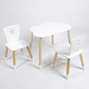 Комплект детский стол ОБЛАЧКО и два стула ЗВЕЗДА ROLTI Baby (белая столешница/белое сиденье/береза ножки) в Нягани - nyagan.ok-mebel.com | фото 1