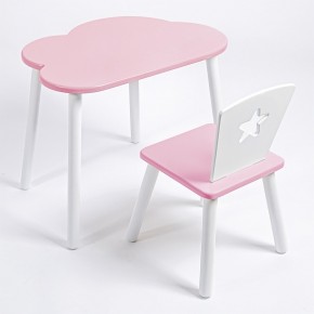 Комплект детский стол ОБЛАЧКО и стул ЗВЕЗДА ROLTI Baby (розовая столешница/розовое сиденье/белые ножки) в Нягани - nyagan.ok-mebel.com | фото