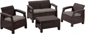 Комплект мебели Корфу сет (Corfu set) коричневый - серо-бежевый * в Нягани - nyagan.ok-mebel.com | фото