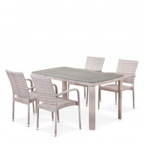 Комплект плетеной мебели T256C/Y376C-W85 Latte (4+1) + подушки на стульях в Нягани - nyagan.ok-mebel.com | фото