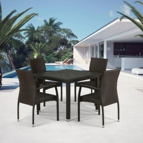 Комплект плетеной мебели T257A/YC379A-W53 Brown (4+1) + подушки на стульях в Нягани - nyagan.ok-mebel.com | фото 1