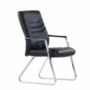 Кресло Barneo K-25 для посетителей и переговорных (хром, черная экокожа) в Нягани - nyagan.ok-mebel.com | фото
