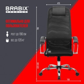 Кресло BRABIX PREMIUM "Ultimate EX-800" хром, плотная двойная сетка Х2, черное, 532911 в Нягани - nyagan.ok-mebel.com | фото 6