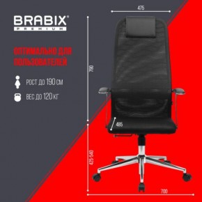 Кресло BRABIX PREMIUM "Ultimate EX-801" хром, плотная двойная сетка Х2, черное, 532917 в Нягани - nyagan.ok-mebel.com | фото 7