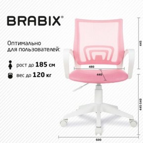 Кресло BRABIX "Fly MG-396W", с подлокотниками, пластик белый, сетка, розовое, 533008 в Нягани - nyagan.ok-mebel.com | фото 5