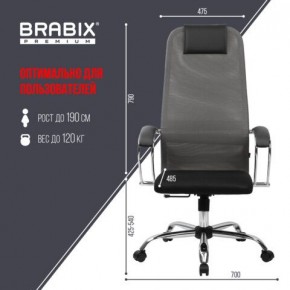 Кресло офисное BRABIX PREMIUM "Ultimate EX-800" хром, плотная двойная сетка Х2, черное/серое, 532912 в Нягани - nyagan.ok-mebel.com | фото 3