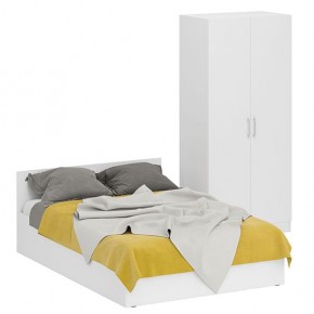 Кровать 1400 + Шкаф 2-х створчатый Стандарт, цвет белый, ШхГхВ 143,5х203,5х70 + 90х52х200 см., сп.м. 1400х2000 мм., без матраса, основание есть в Нягани - nyagan.ok-mebel.com | фото