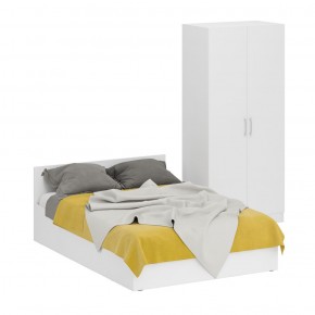 Кровать 1400 + Шкаф 2-х створчатый Стандарт, цвет белый, ШхГхВ 143,5х203,5х70 + 90х52х200 см., сп.м. 1400х2000 мм., без матраса, основание есть в Нягани - nyagan.ok-mebel.com | фото 2