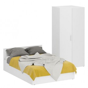 Кровать 1400 + Шкаф угловой Стандарт, цвет белый, ШхГхВ 143,5х203,5х70 + 81,2х81,2х200см., сп.м. 1400х2000 мм., без матраса, основание есть в Нягани - nyagan.ok-mebel.com | фото 1