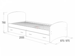 Кровать-6 одинарная с 2-мя ящиками (900*2000) в Нягани - nyagan.ok-mebel.com | фото 2