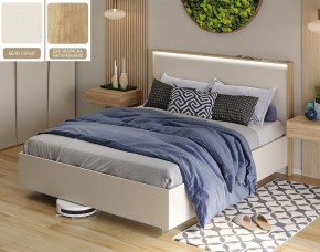 Кровать (Бело-серый U775 ST9/Дуб Небраска натуральный) 1600 в Нягани - nyagan.ok-mebel.com | фото