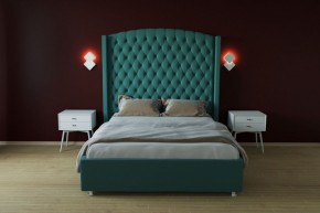 Кровать Берлин ЛЮКС с ПМ 2000 (велюр бирюзовый) в Нягани - nyagan.ok-mebel.com | фото 2