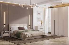 Кровать двойная №4 с основанием (Бежевый) в Нягани - nyagan.ok-mebel.com | фото 3