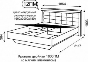 Кровать двуспальная 1.6 с ПМ Люмен 12 в Нягани - nyagan.ok-mebel.com | фото