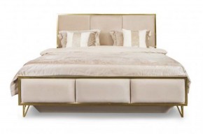 Кровать Lara 1600 с мягким изголовьем + основание (белый глянец) в Нягани - nyagan.ok-mebel.com | фото 1