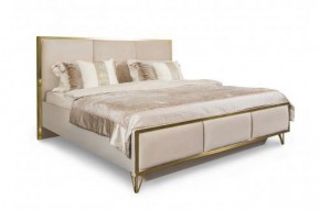 Кровать Lara 1800 с мягким изголовьем + основание (бежевый глянец) в Нягани - nyagan.ok-mebel.com | фото